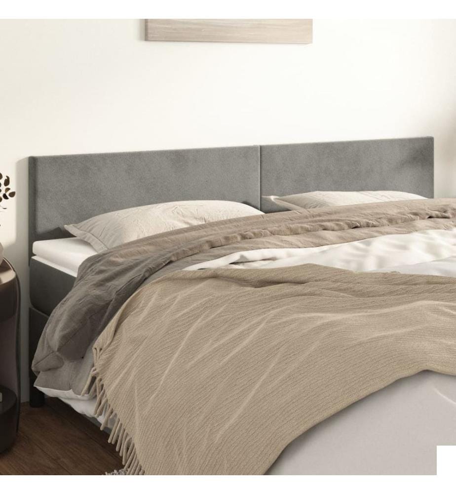 Têtes de lit 2 pcs Gris clair 100x5x78/88 cm Velours