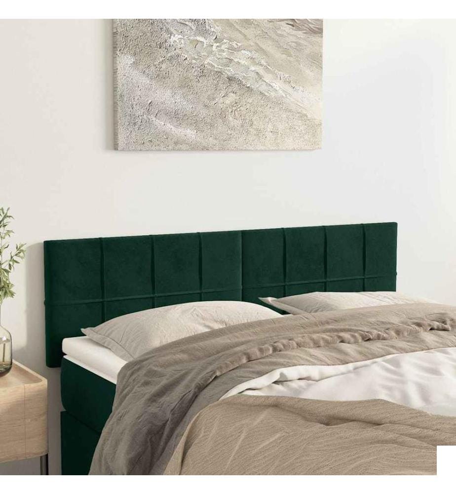 Têtes de lit 2 pcs Vert foncé 72x5x78/88 cm Velours