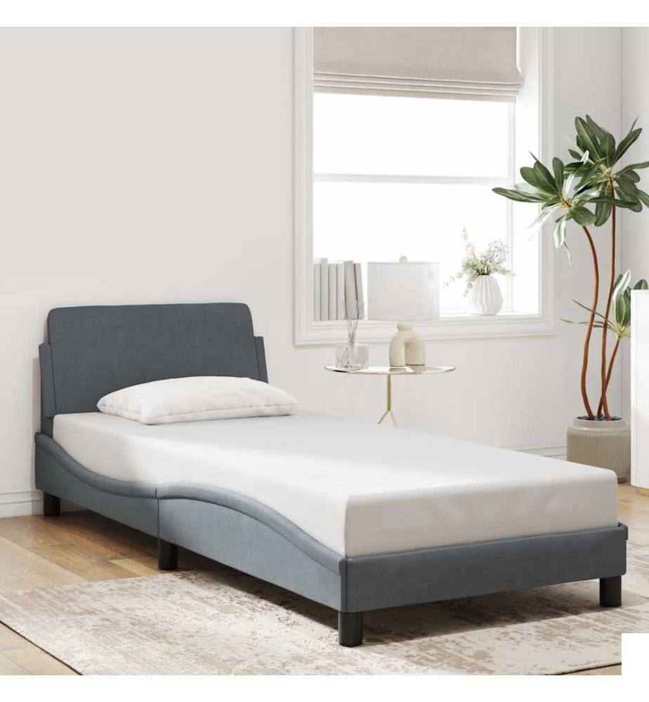 Cadre de lit Dover gris foncé 90x200 cm velours