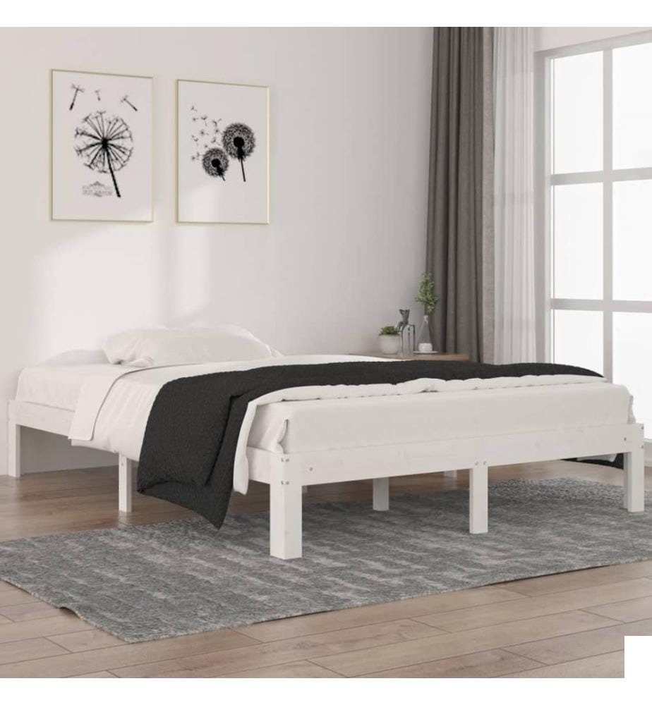 Cadre de lit sans matelas blanc bois de pin massif 140x200 cm