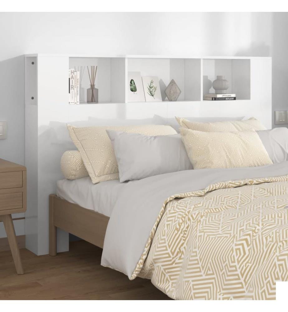 Armoire de tête de lit Blanc brillant 160x18,5x104,5 cm