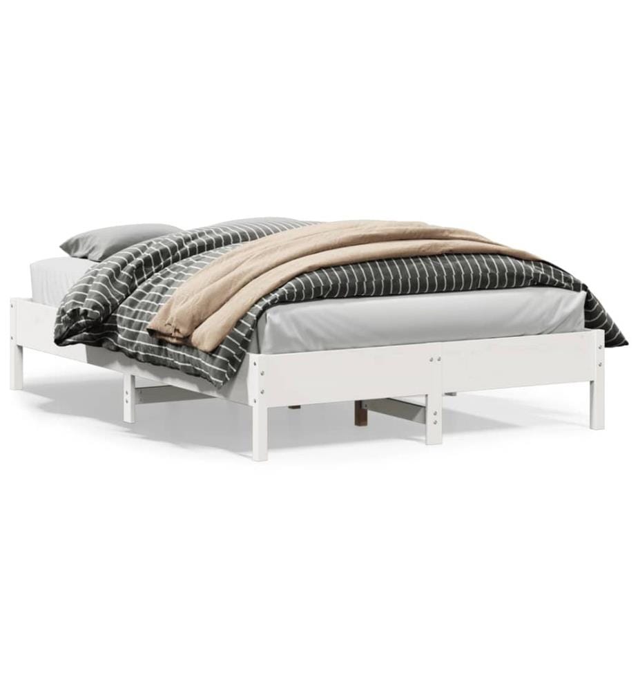 Cadre de lit sans matelas blanc 160x200 cm bois de pin massif
