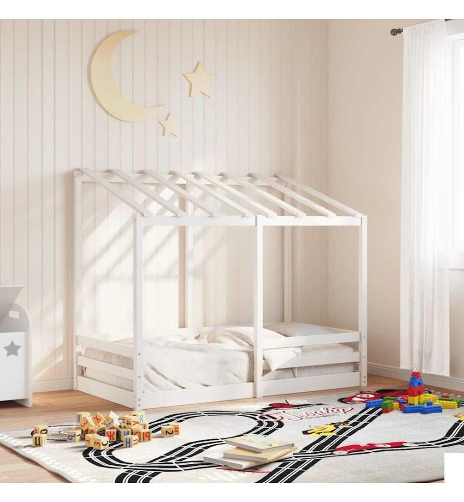 Lit pour enfants sans matelas blanc 80x160cm bois massif de pin