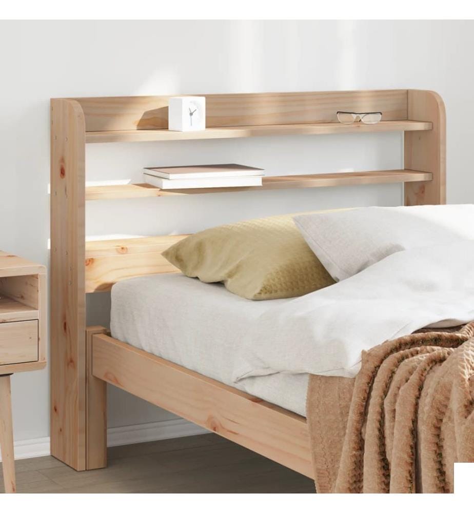 Tête de lit avec étagères 100 cm bois massif de pin