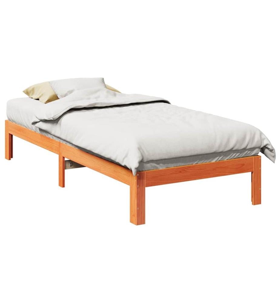 Cadre de lit sans matelas cire marron 80x200 cm bois pin massif