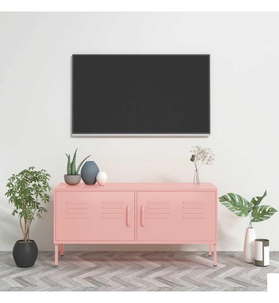 Meuble TV Rose 105x35x50 cm Acier
