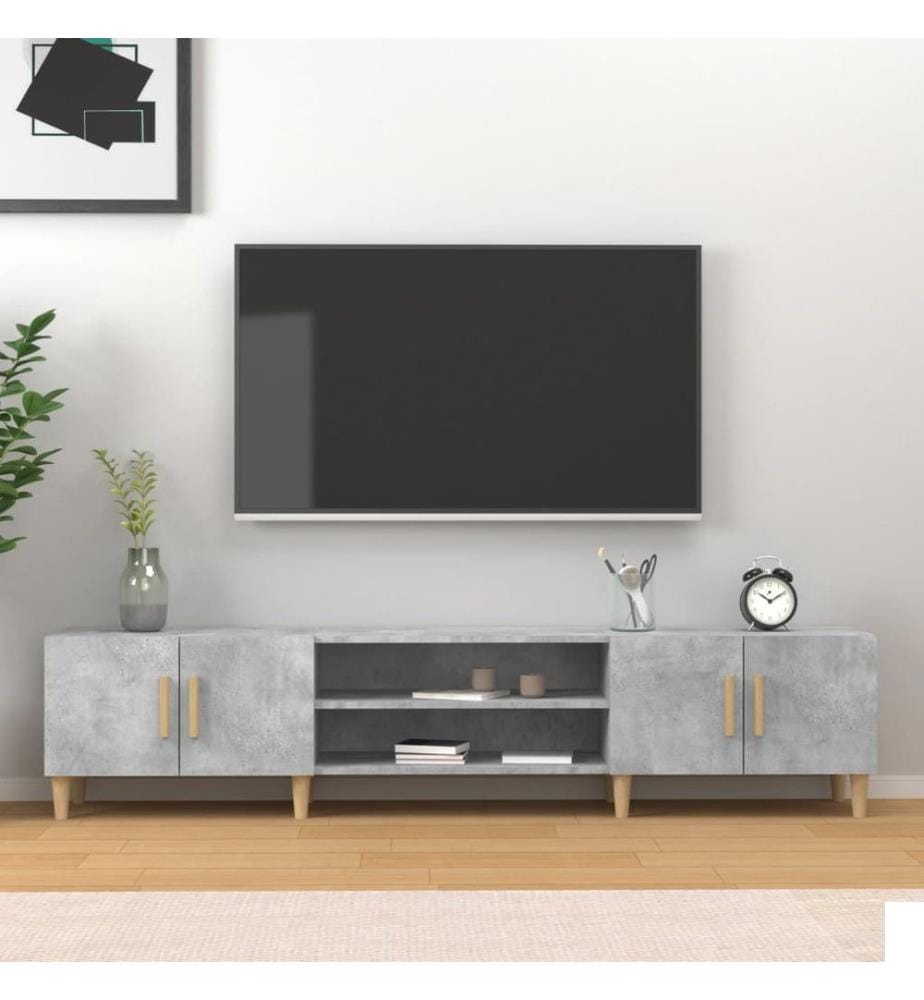 Meuble TV gris béton 180x31,5x40 cm bois d'ingénierie