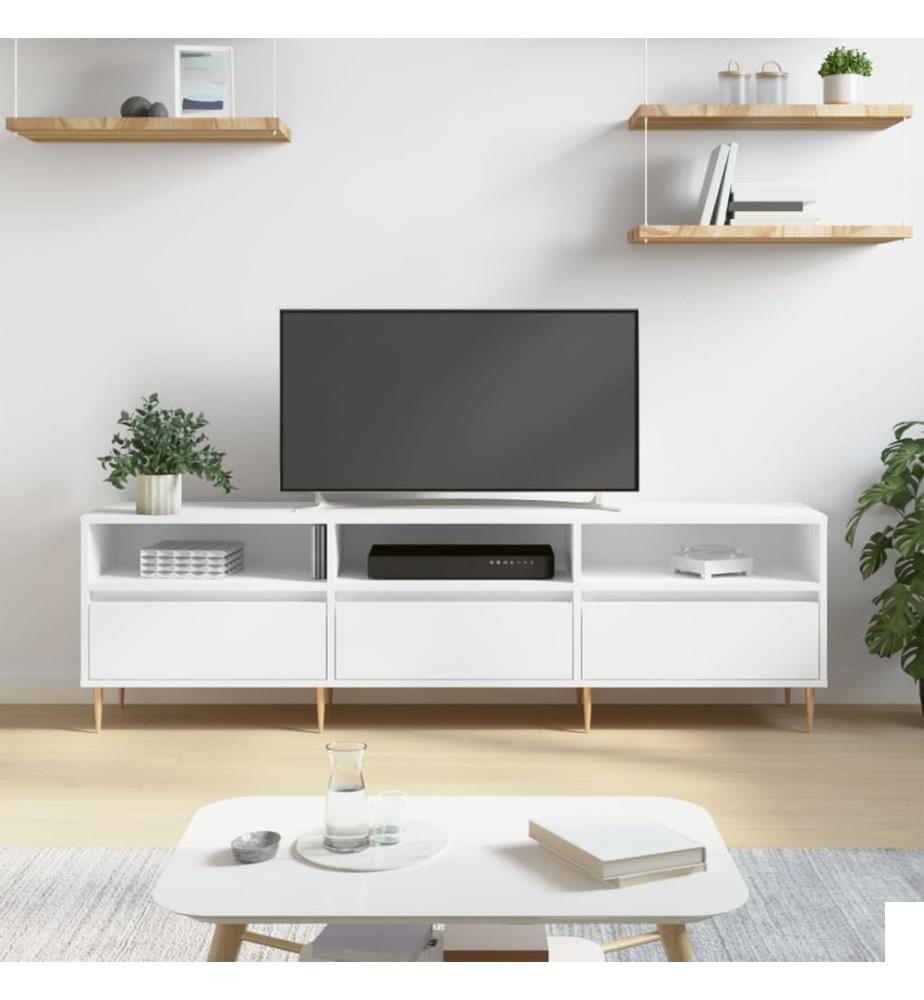 Meuble TV blanc 150x30x44,5 cm bois d'ingénierie