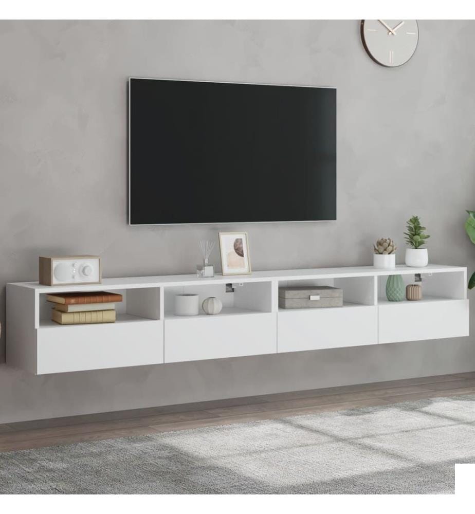 Meubles TV muraux 2 pcs blanc 100x30x30 cm bois d'ingénierie