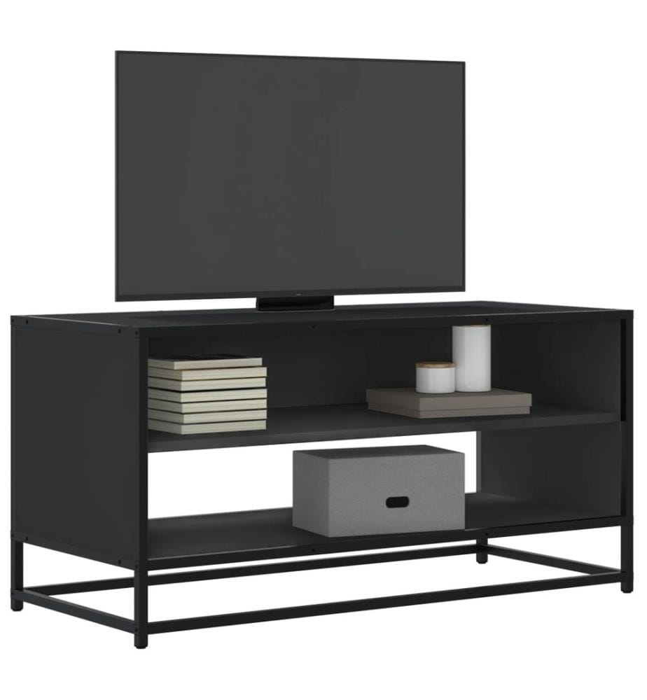 Meuble TV noir 91x40x46 cm bois d'ingénierie et métal