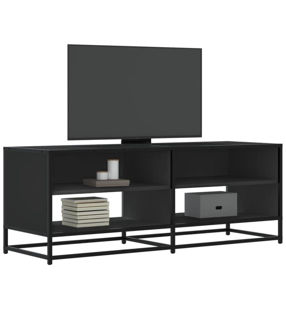 Meuble TV noir 120,5x40x46 cm bois d'ingénierie et métal