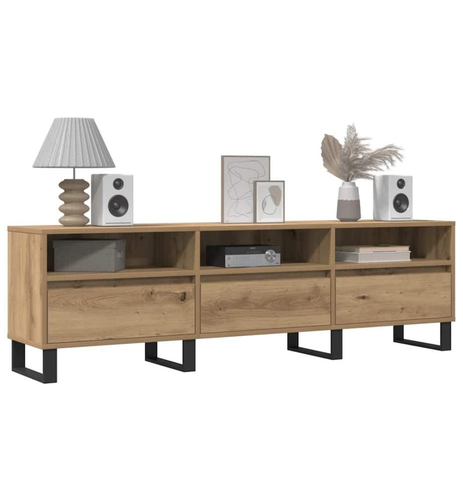 Meuble TV chêne artisanal 150x30x44,5 cm bois d'ingénierie