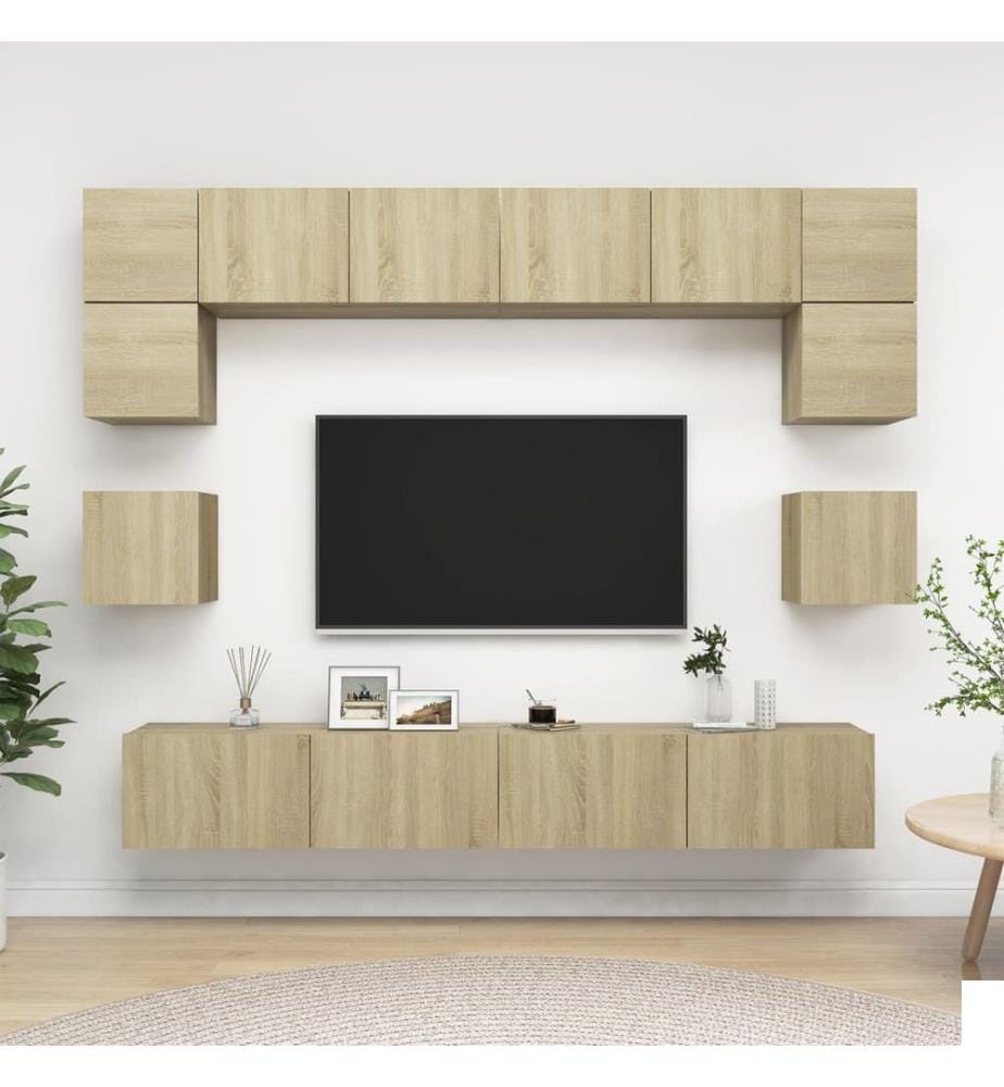 Ensemble de meuble TV 8 pcs Chêne sonoma Bois d'ingénierie