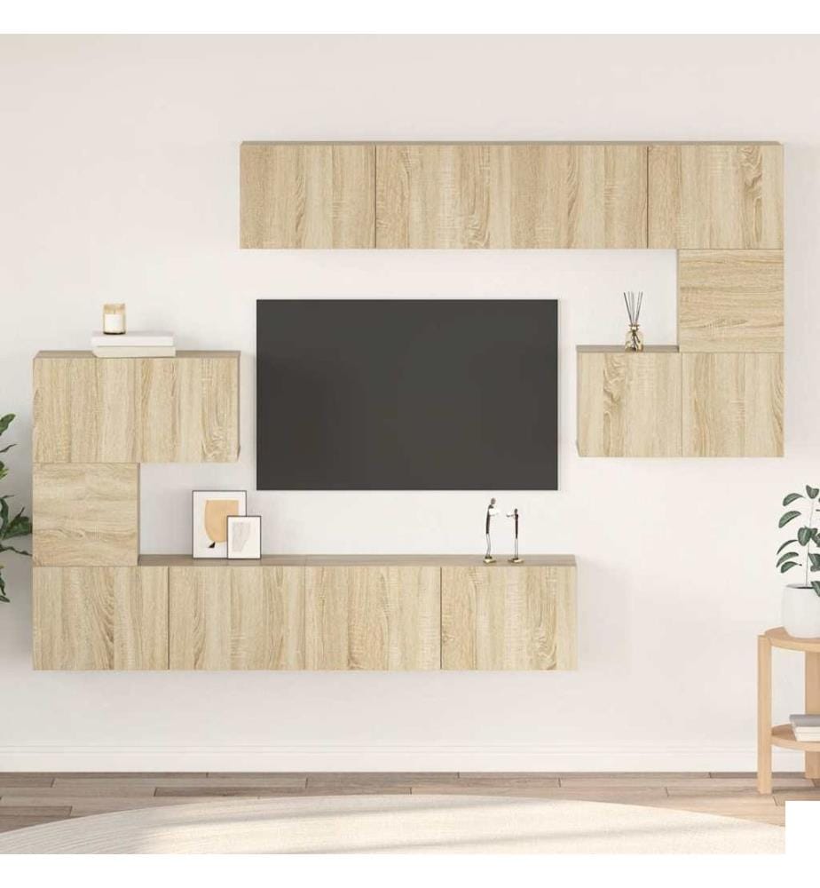 Ensemble de meubles TV 8 pcs Chêne sonoma Bois d'ingénierie