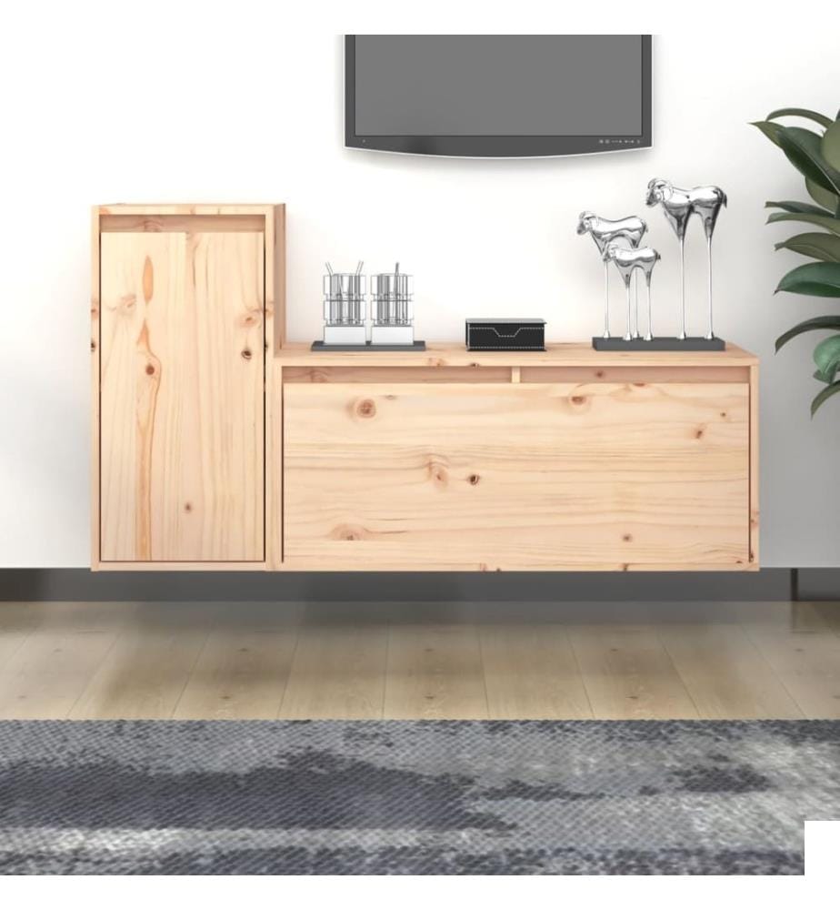 Meubles TV 2 pcs Bois massif de pin