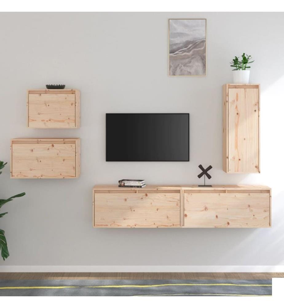 Meubles TV 5 pcs Bois massif de pin