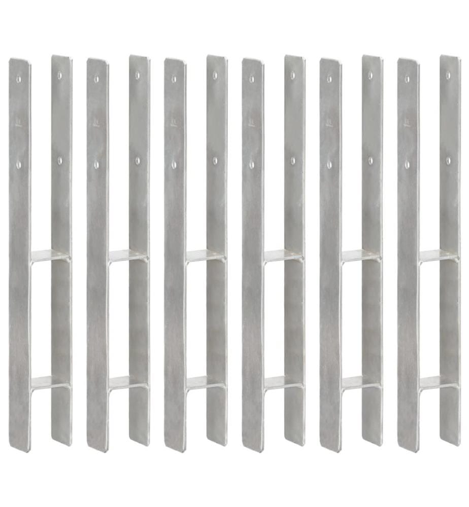 Piquets de clôture 6 pcs Argenté 7x6x60 cm Acier galvanisé