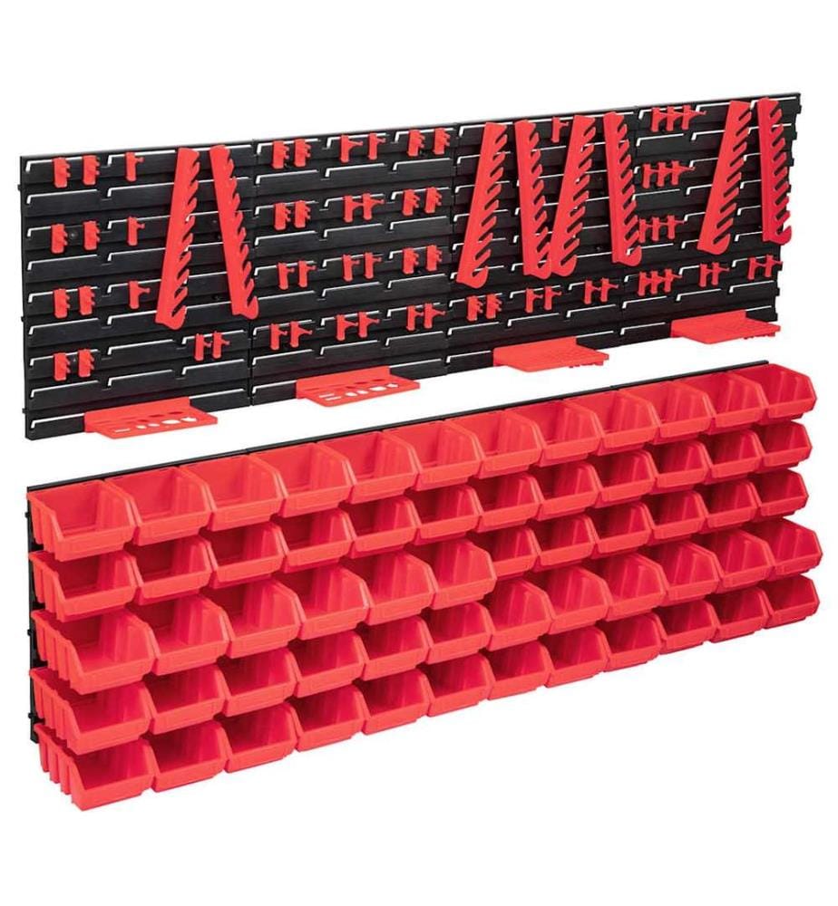 Kit de bacs de stockage et panneaux muraux 136pcs rouge et noir