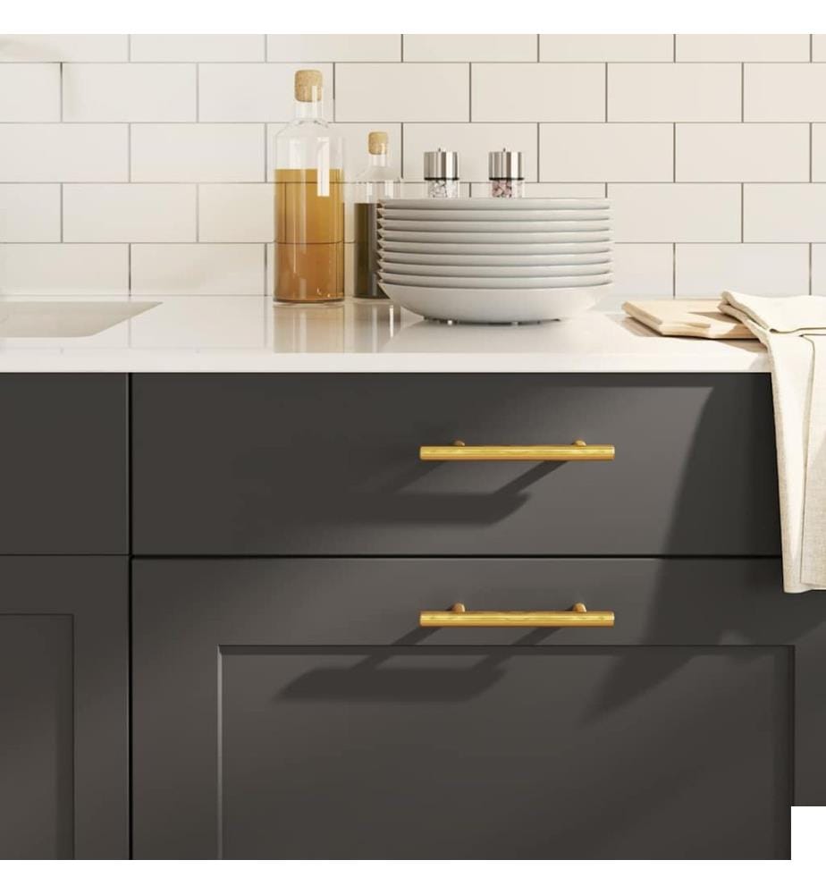 Poignées d'armoire 10 pcs doré 96 mm acier inoxydable