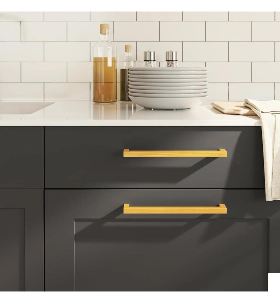 Poignées d'armoire 5 pcs doré 224 mm acier inoxydable