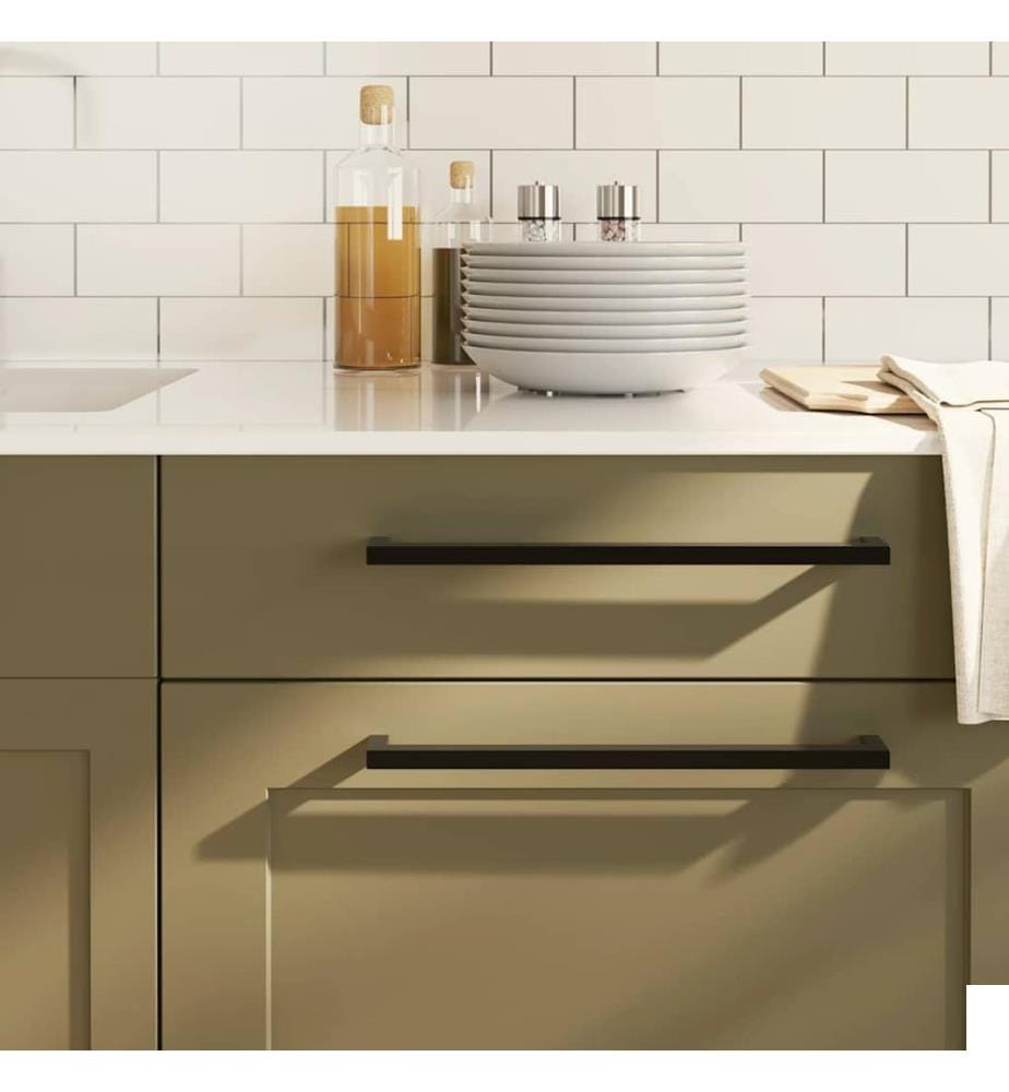 Poignées d'armoire 5 pcs noir 320 mm acier inoxydable