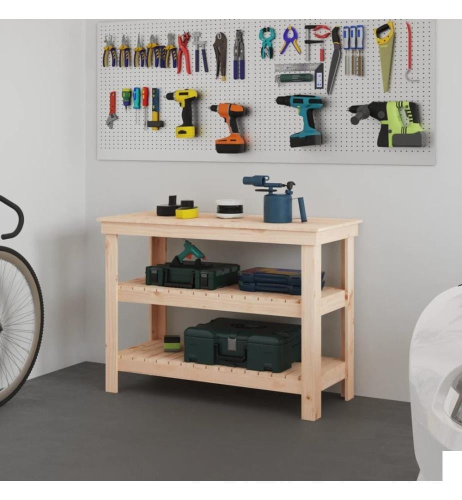 Banc de travail 110,5x50x80 cm Bois de pin massif