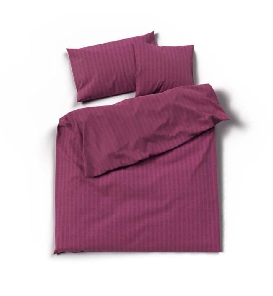 Literie Satin Seersucker uni Prune - 65 x 65 cm