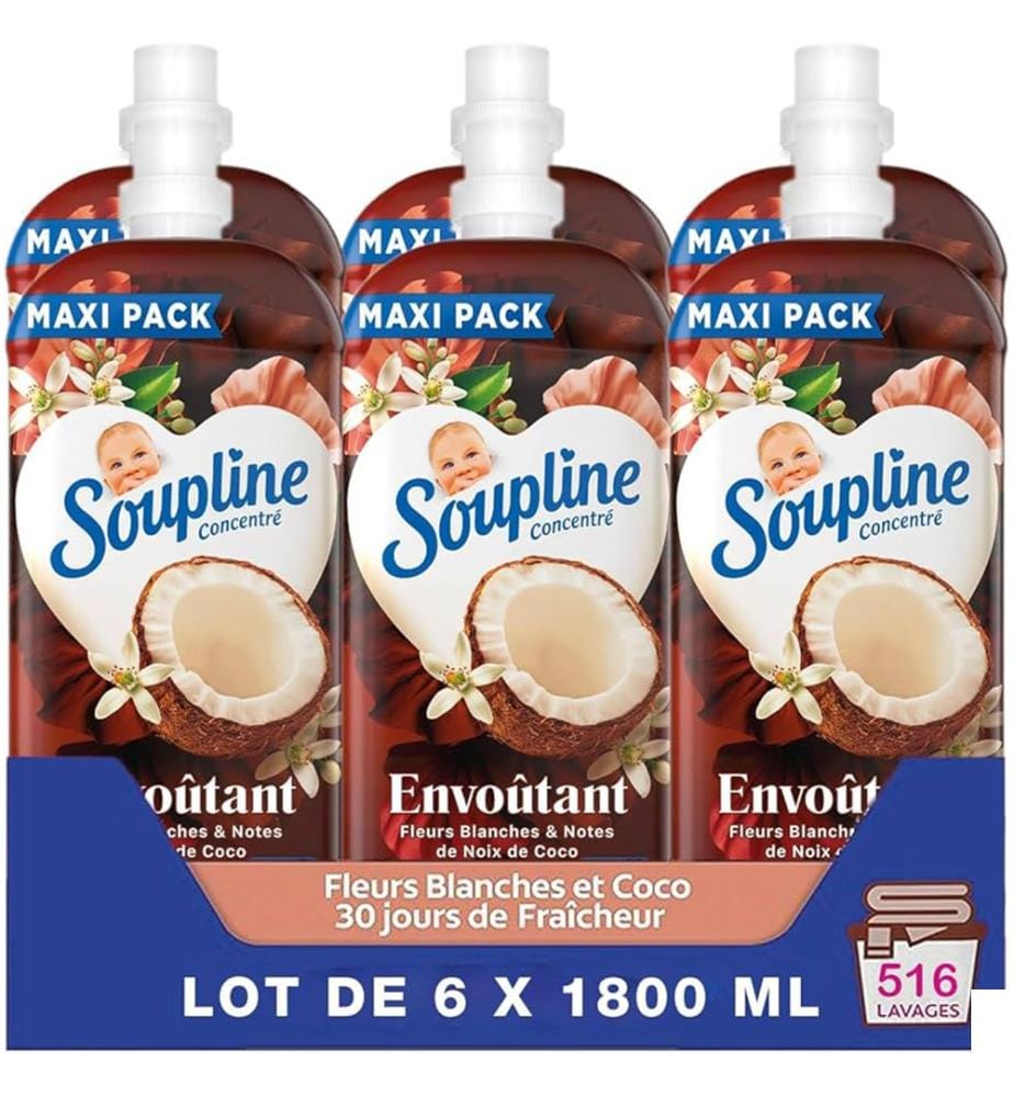 Lot de 6 Assouplissant liquide Emotiboost Coco White Flowers