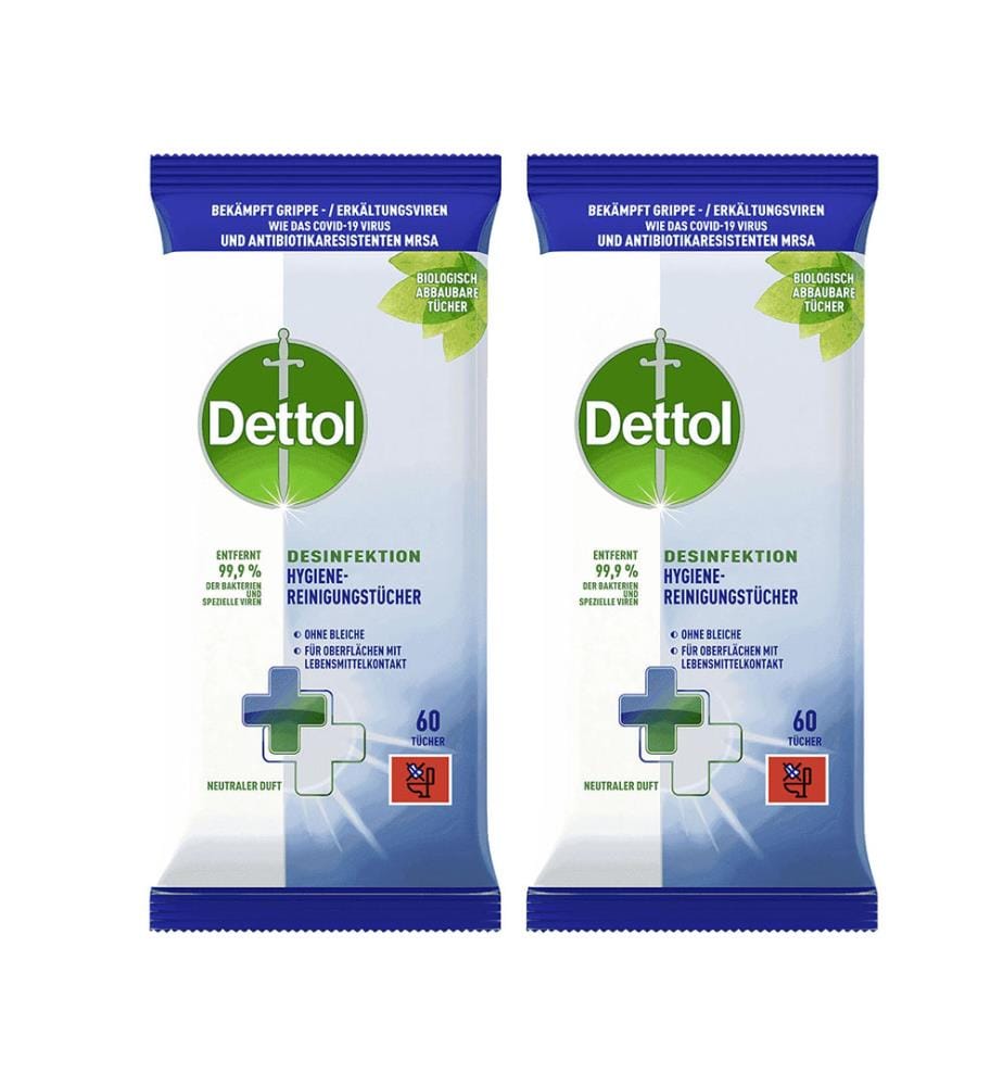 Lot de 2 Lingettes Désinfectantes et Hygiéniques - 60 Pièces