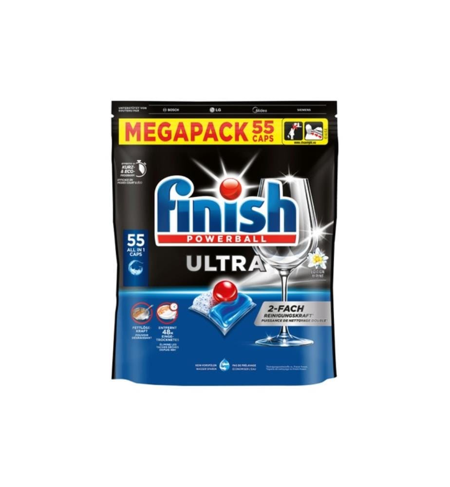 Tablettes Lave-Vaisselle Finish Ultra Powerball Megapack - 55 Tablettes