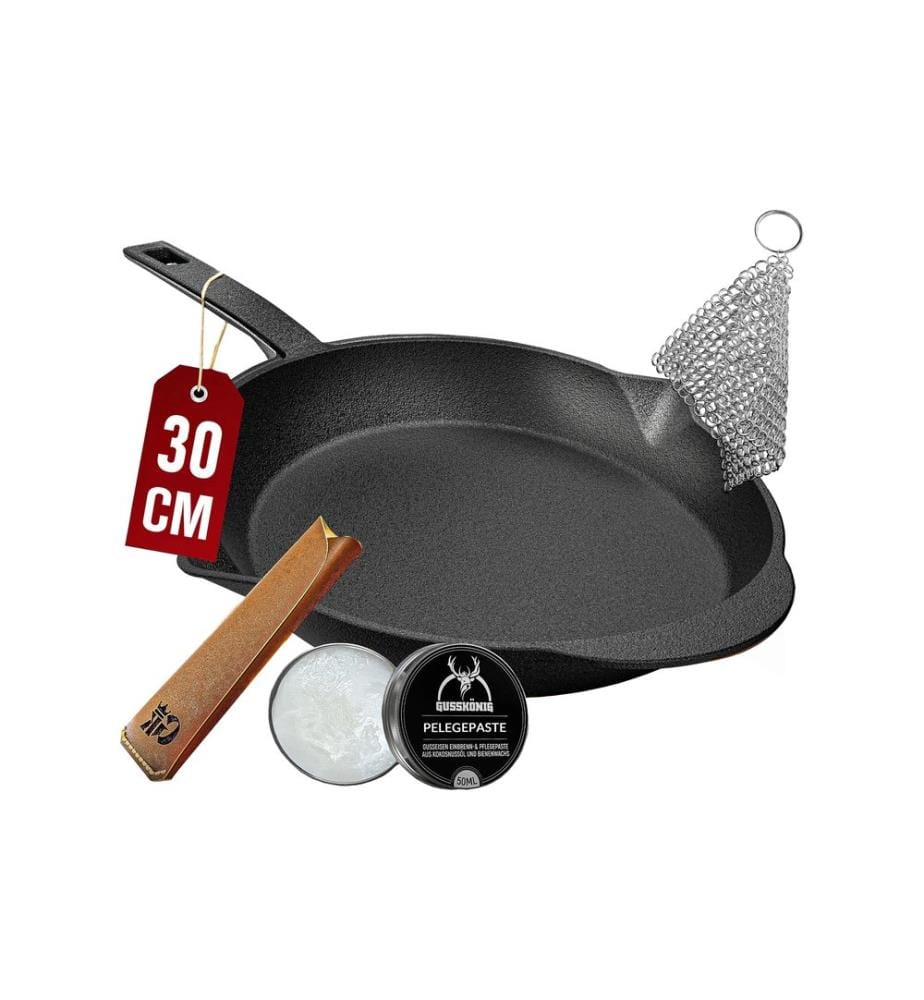 Gusskoenig - Poêle à frire 30 cm avec poignée en cuir