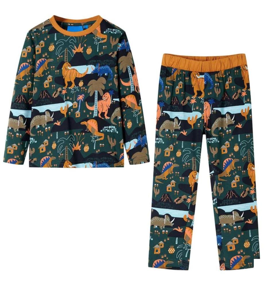 Pyjamas enfants à manches longues vert foncé 104