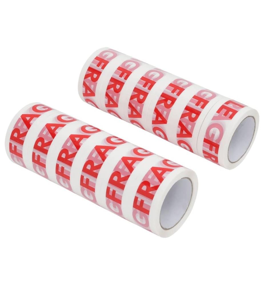 Ruban d'emballage 12 pcs FRAGILE imprimé blanc 48 mm x 66 m