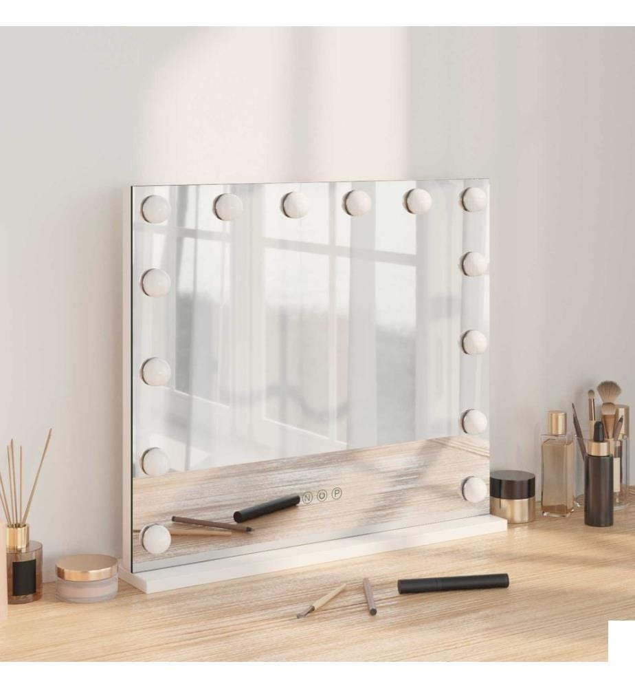 Miroir de Coiffure LED Blanc 50 x 10 x 44 cm Verre et acier