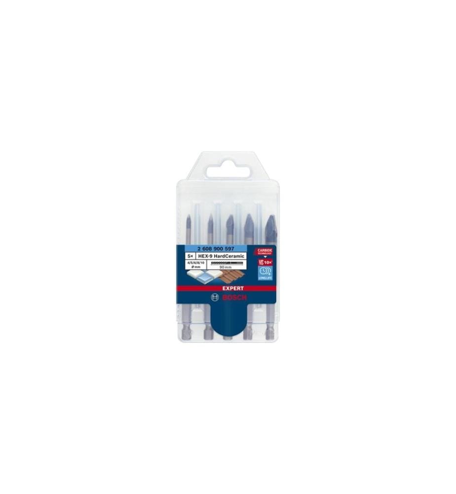 BOSCH - Professional Kits de forets Expert HEX-9 HardCeramic, 5 pièces