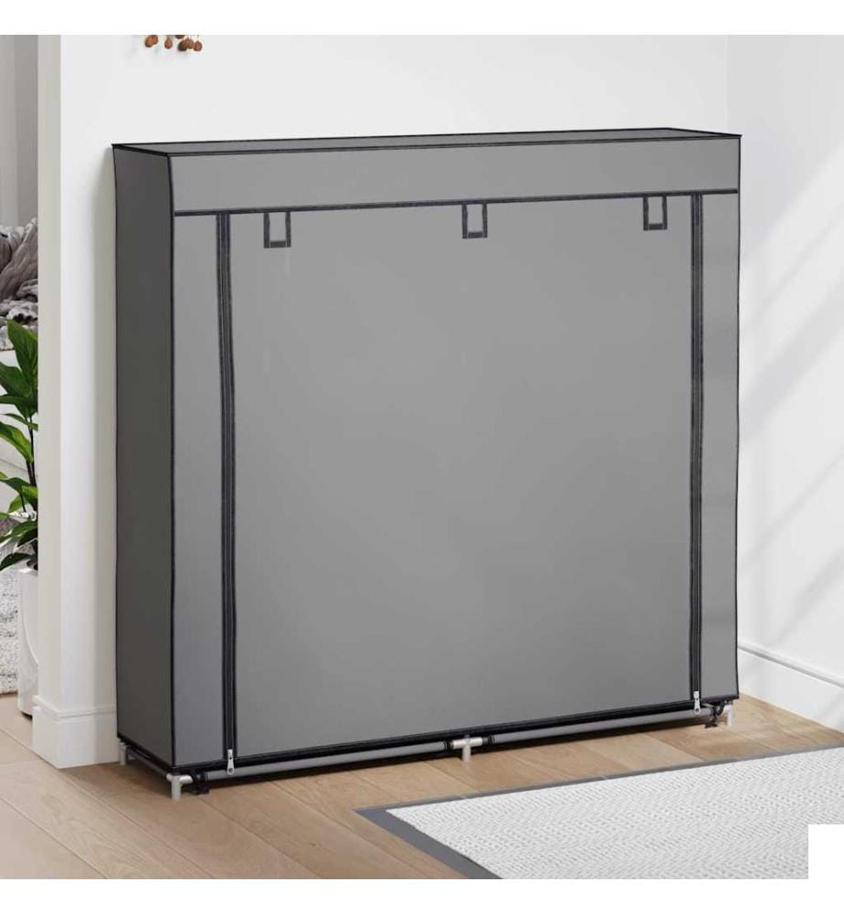 Armoire à chaussures avec housse Gris 115x28x110 cm Tissu