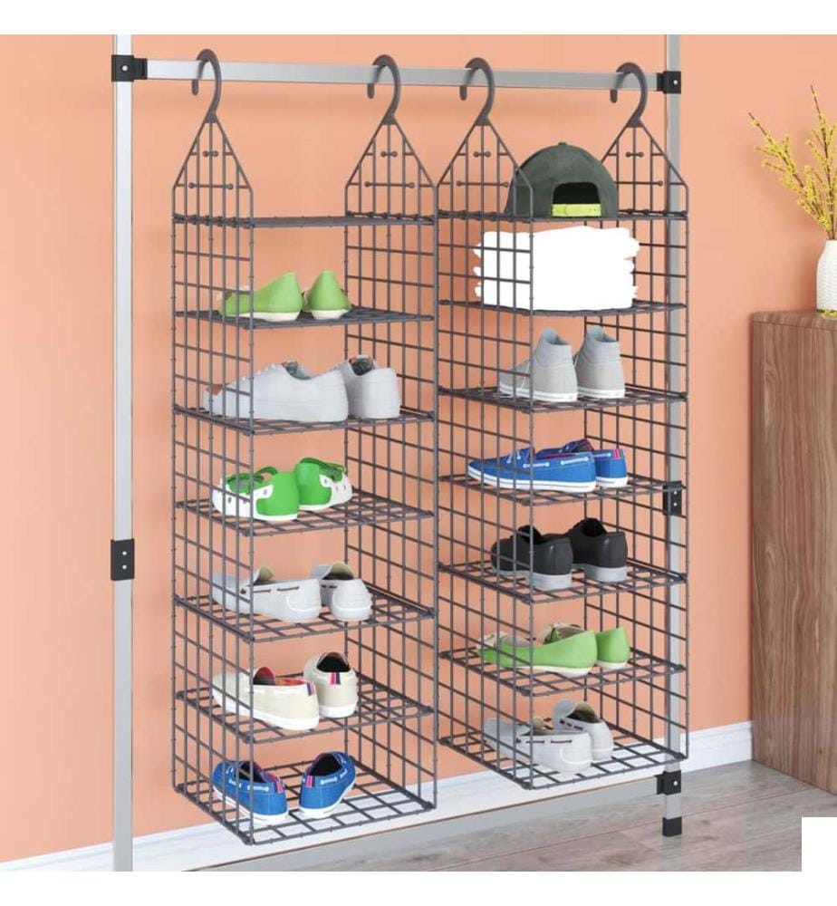 Organisateur de garde-robe suspendu avec 7 étagères 2 pcs