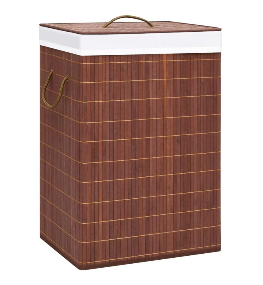 Panier à linge avec 2 sections bambou marron 72 L