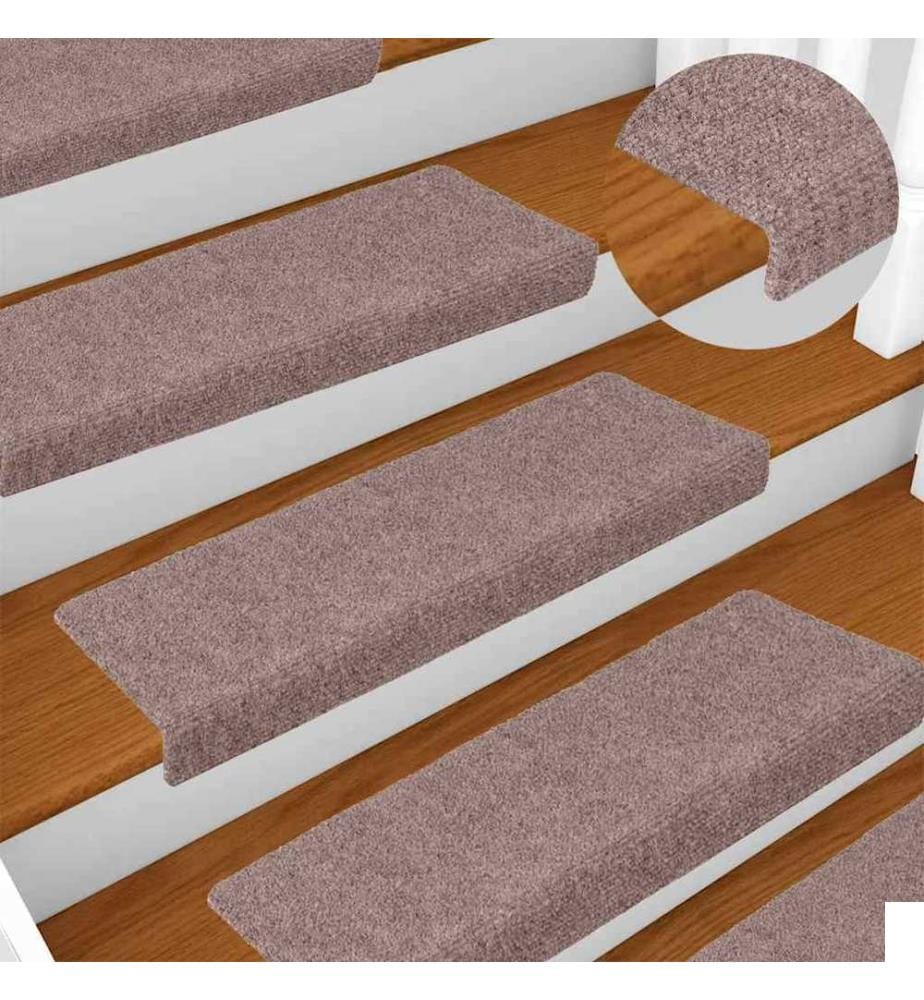Tapis d'escalier autocollants 20 pièces 65 x 21 x 4 cm Crème Bord rectangulaire
