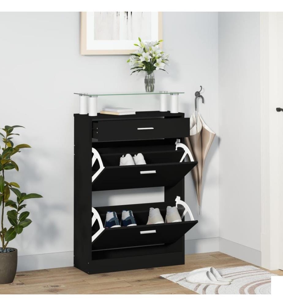 Armoire à chaussures Noir 63x24x104 cm Bois d'ingénierie