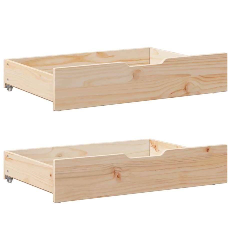 Tiroirs sous le lit avec roulettes 2 pcs 85x55x17 cm pin massif