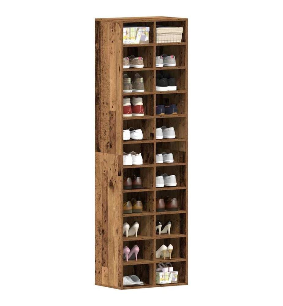 Armoire à chaussures vieux bois 54x34x183 cm bois ingénierie