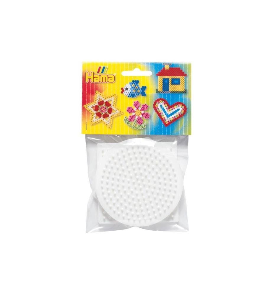 HAMA - Plaques pour perles à repasser rond 3 pièces Blanc