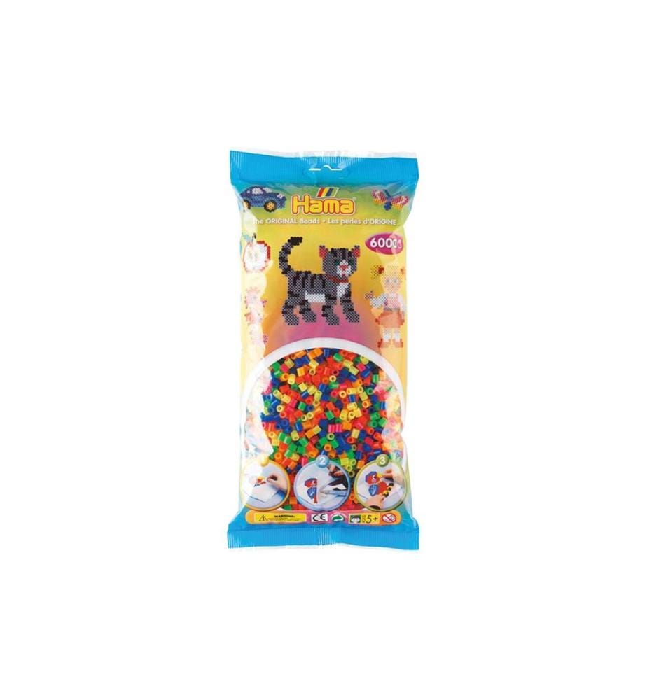 HAMA - Perles à repasser midi Perles néon, 6000 pcs Multicolore