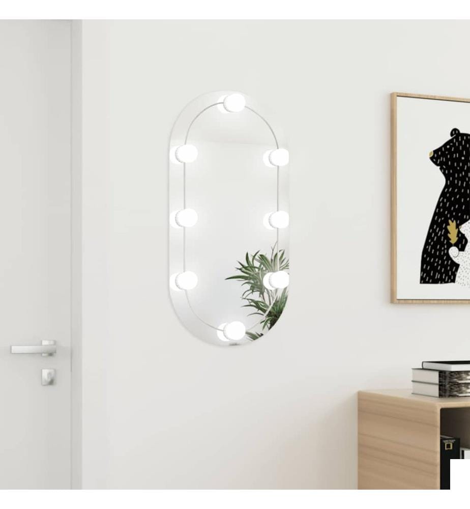 Miroir avec éclairage LED 80x40 cm Verre Ovale