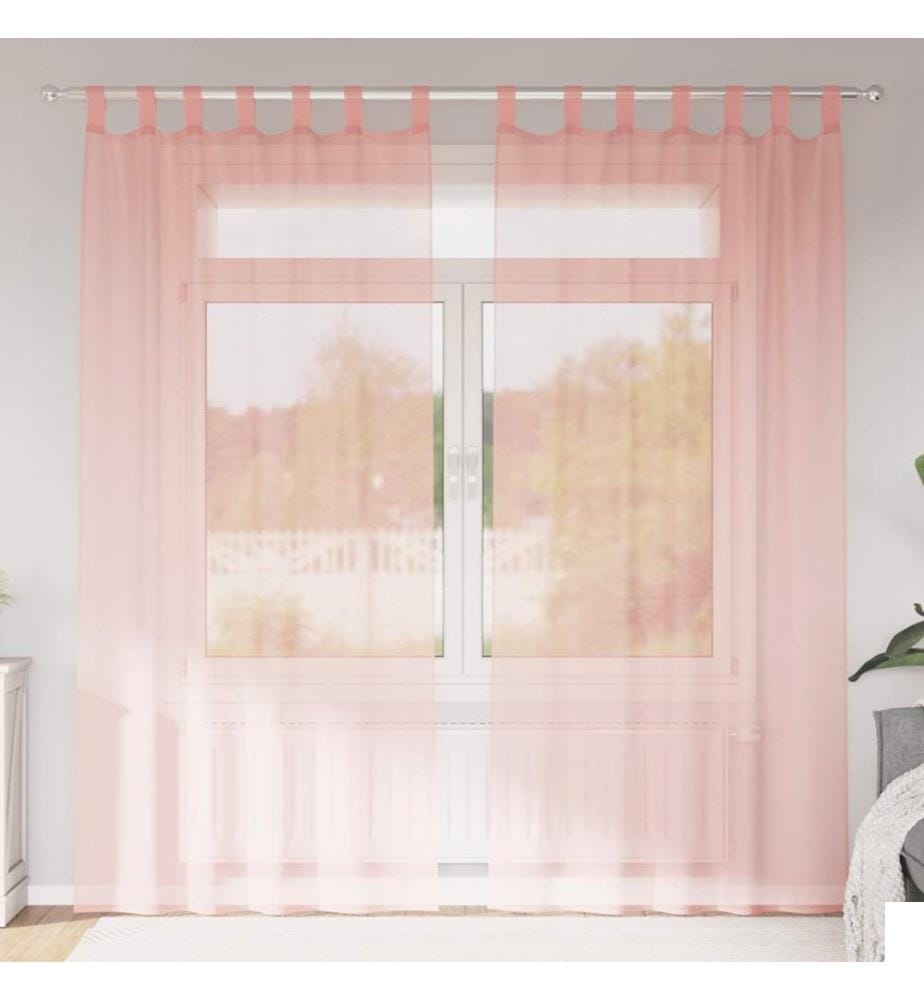 Rideaux en voile avec passe-tringles 2 pcs rose