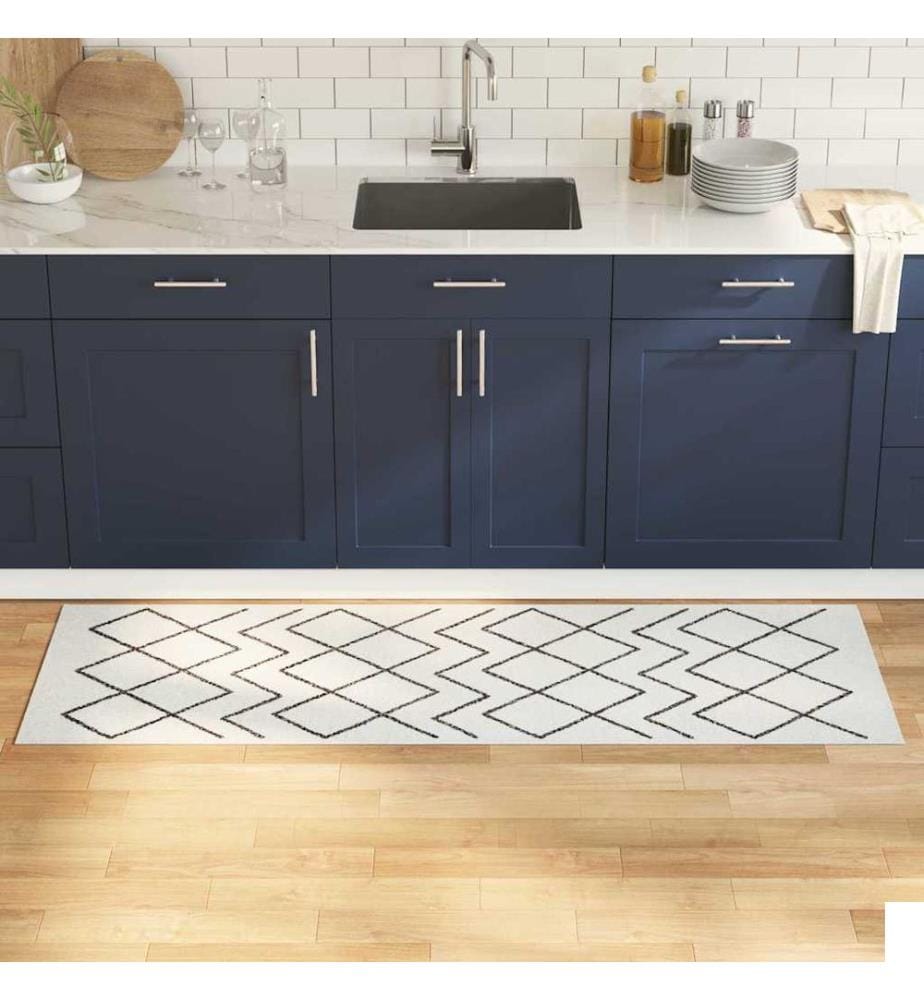Tapis de Cuisine Blanc 180 x 60 cm Velours