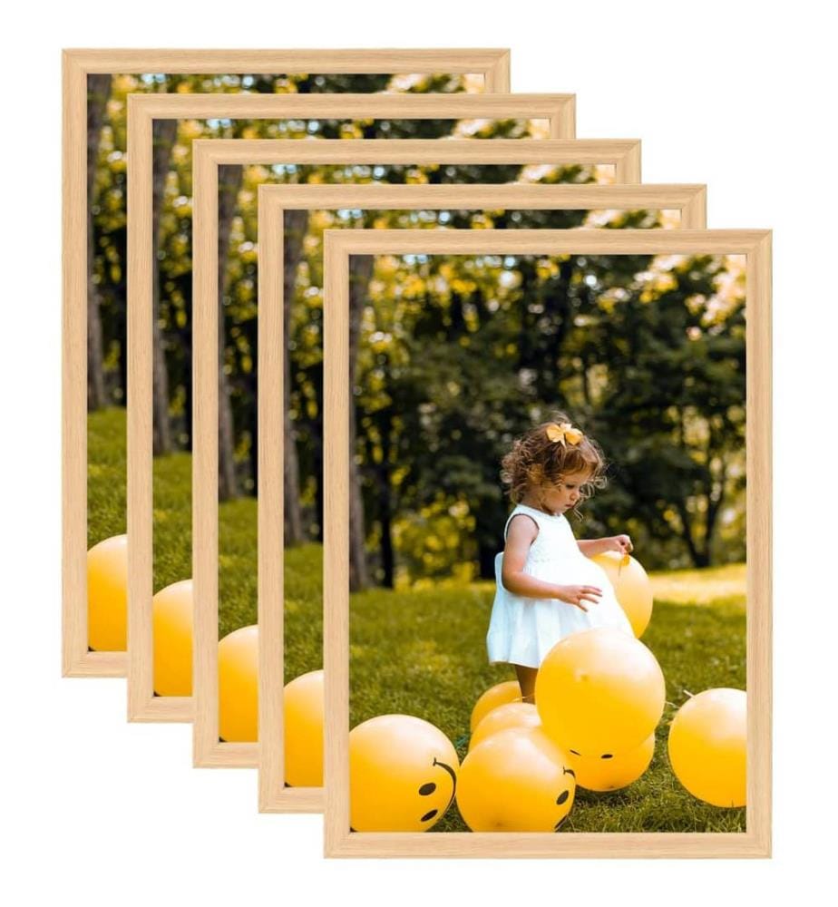Collage de cadres photo 5 pcs de mur table Chêne clair 70x90 cm