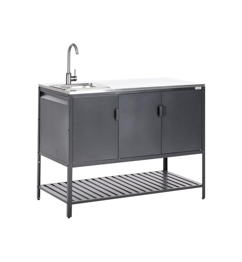 Meuble de cuisine d'extérieur avec évier MAENZA Métal Noir