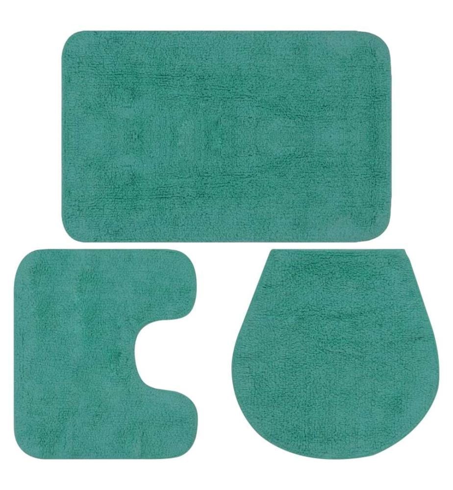 Jeu de tapis de salle de bain 3 pcs Tissu Turquoise
